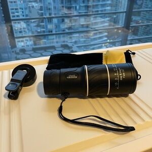 NEW! 16 x 52 Day and Night Compact Black Monocular Telescope w Phone Clip